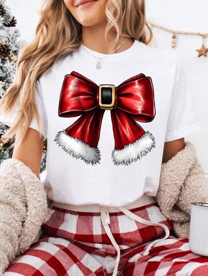 Santa Belt Bow graphic tee