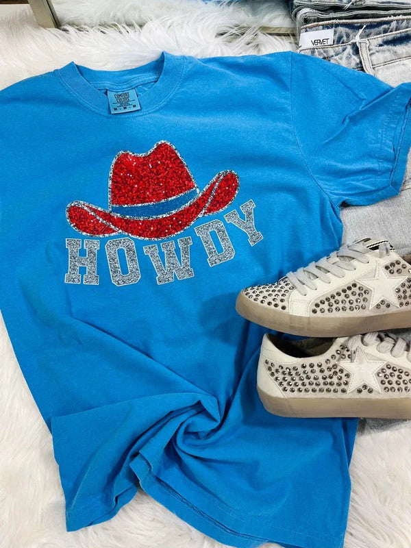 Howdy Faux Glitter Graphic Tee