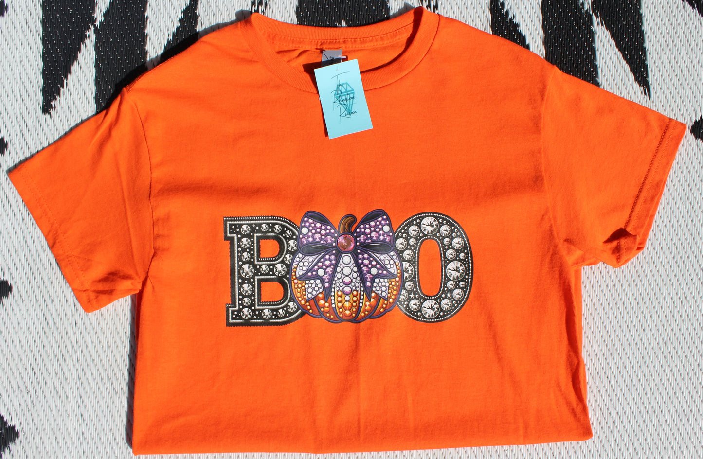Faux Rhinestone Boo Pumpkin Graphic Tee