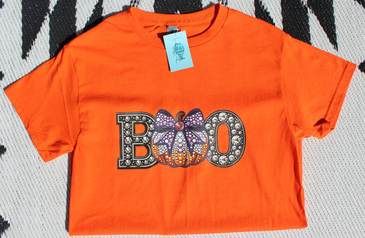Faux Rhinestone Boo Pumpkin Graphic Tee