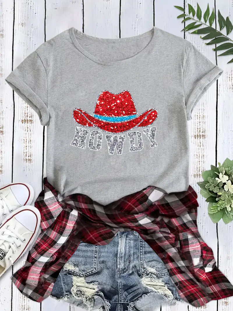 Howdy Faux Glitter Graphic Tee