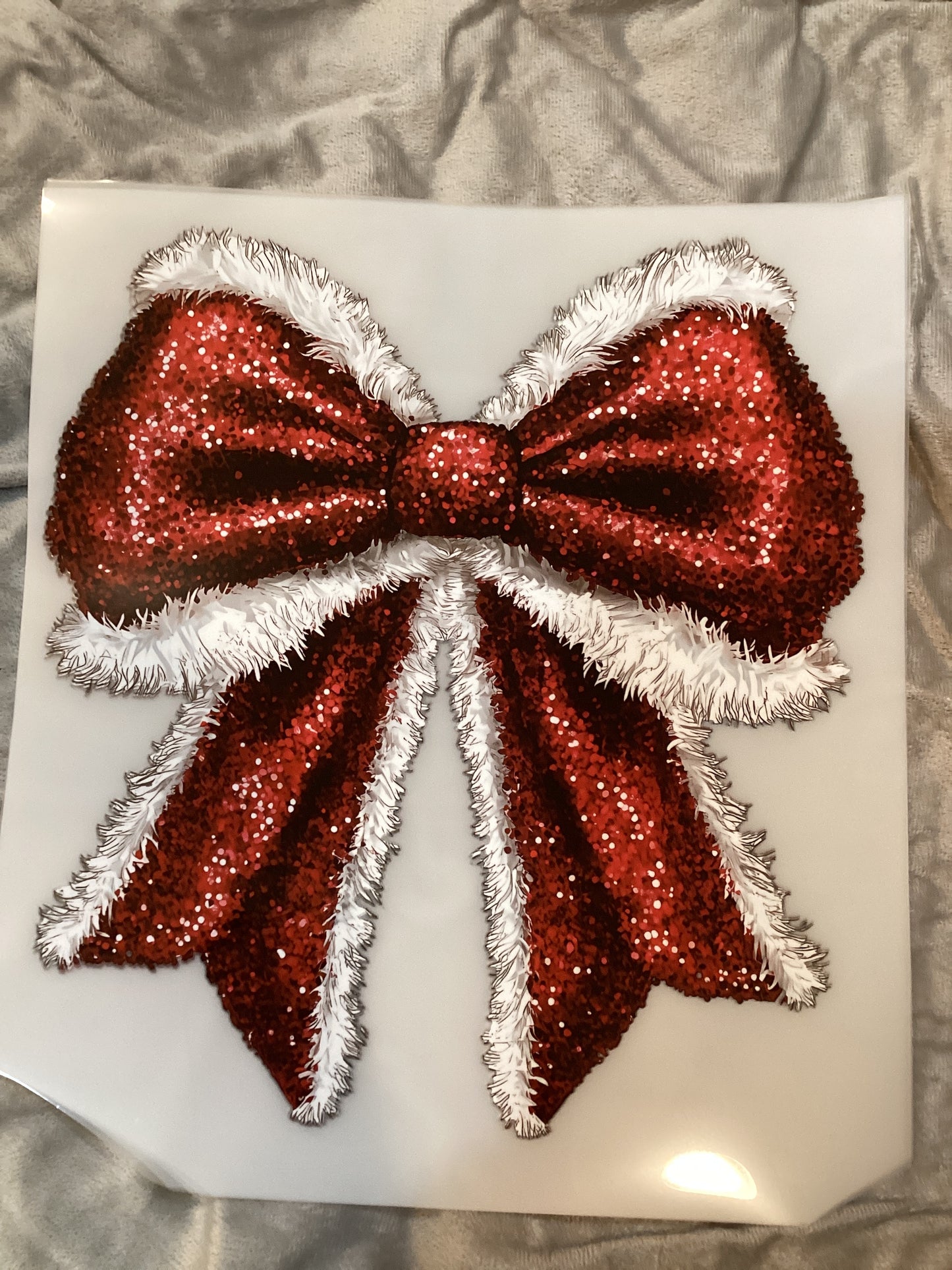 Faux glitter Santa bow