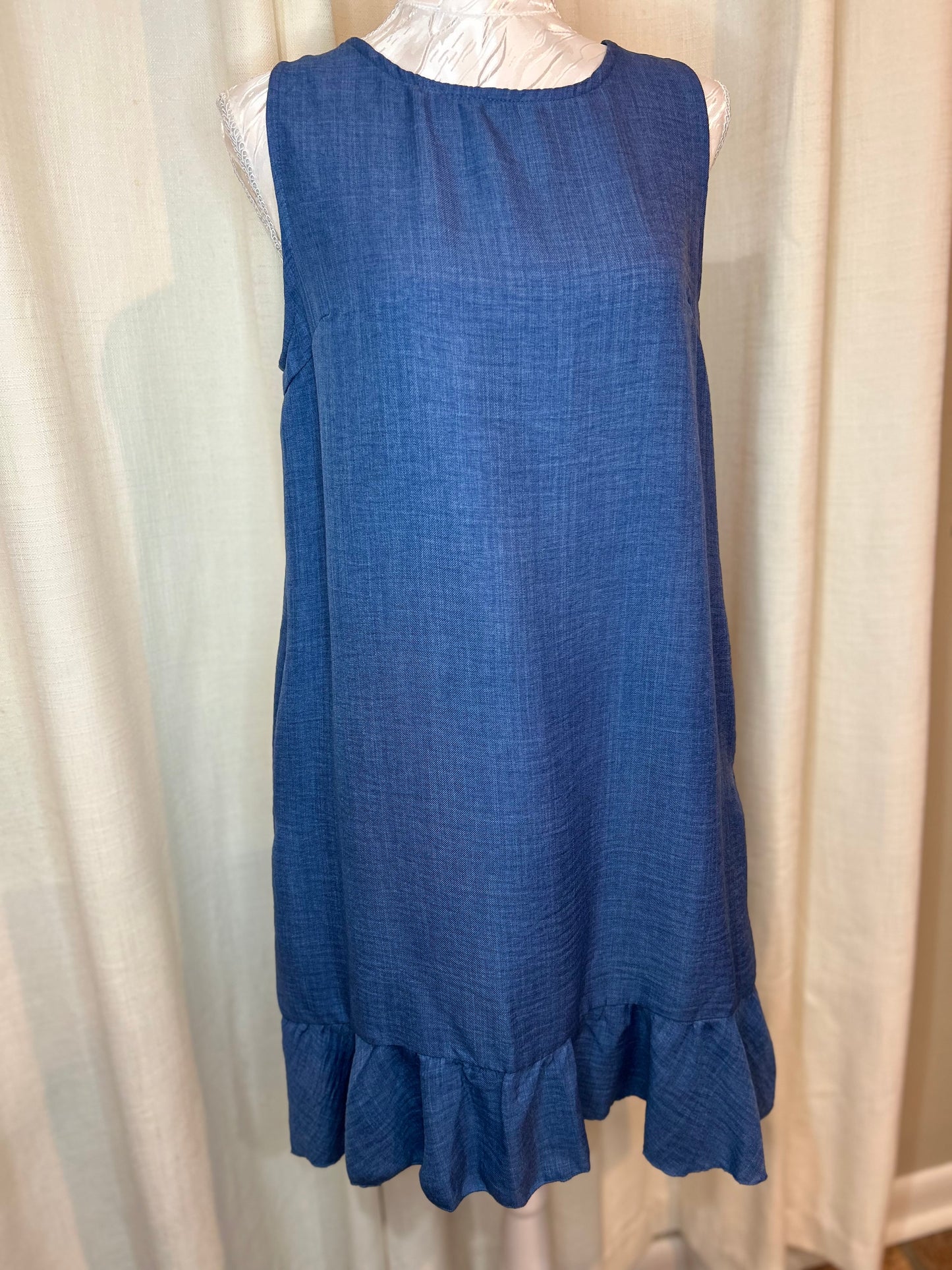 Knot Scoop Back Ruffle Hem Sleeveless Mini Dress