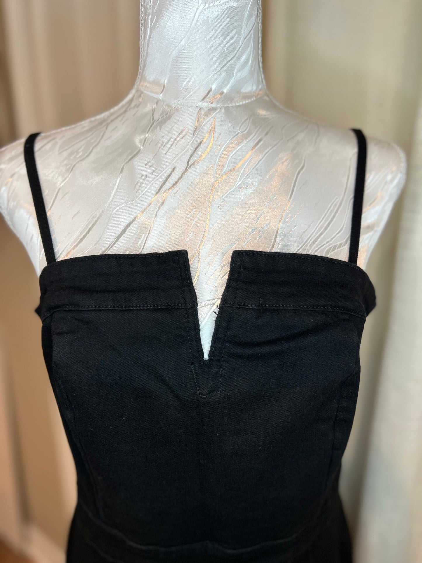 Seamed Zipper Spaghetti Strap High Waist Flared Jumpsuit