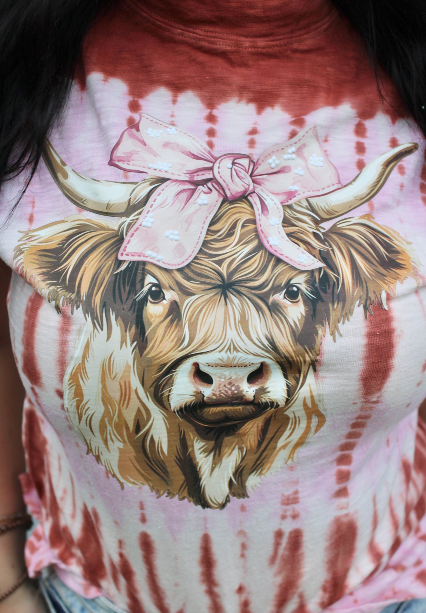 Cow with bow graphic tee/tank