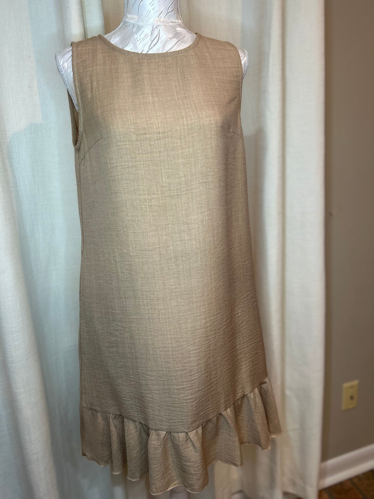 Knot Scoop Back Ruffle Hem Sleeveless Mini Dress