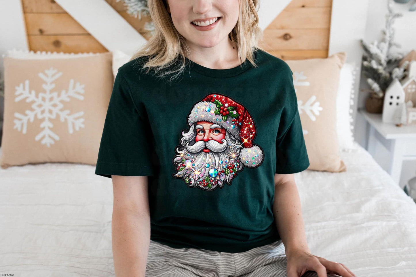Faux bling Santa graphic tee