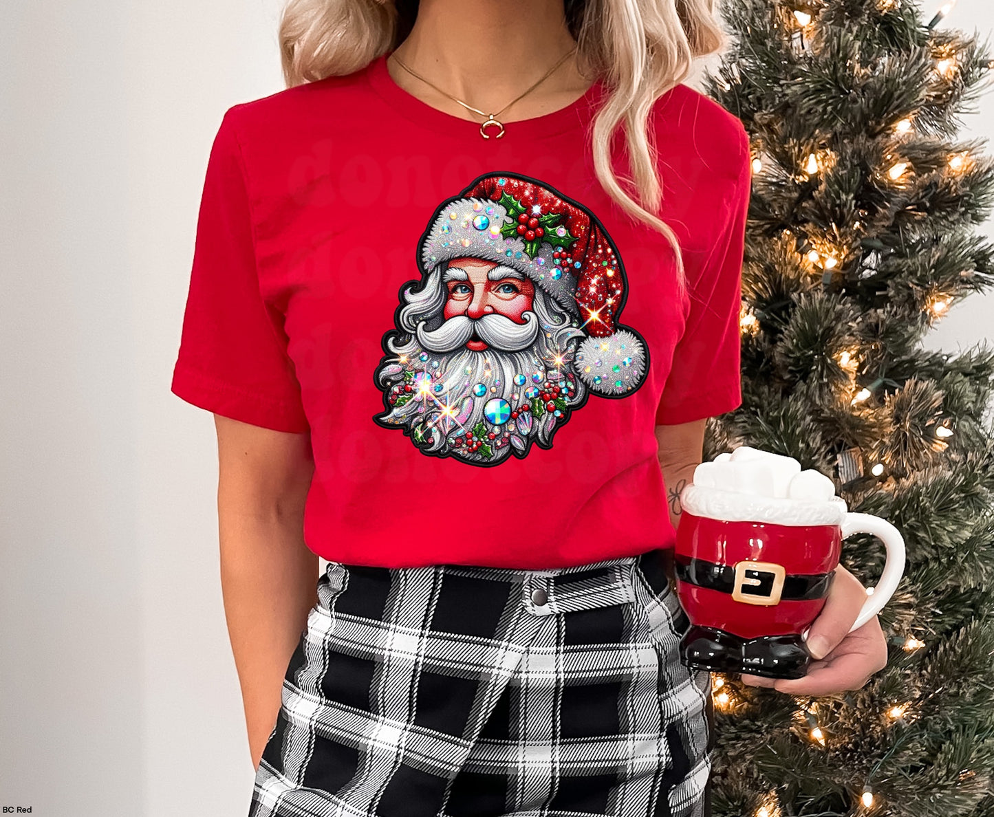 Faux bling Santa graphic tee