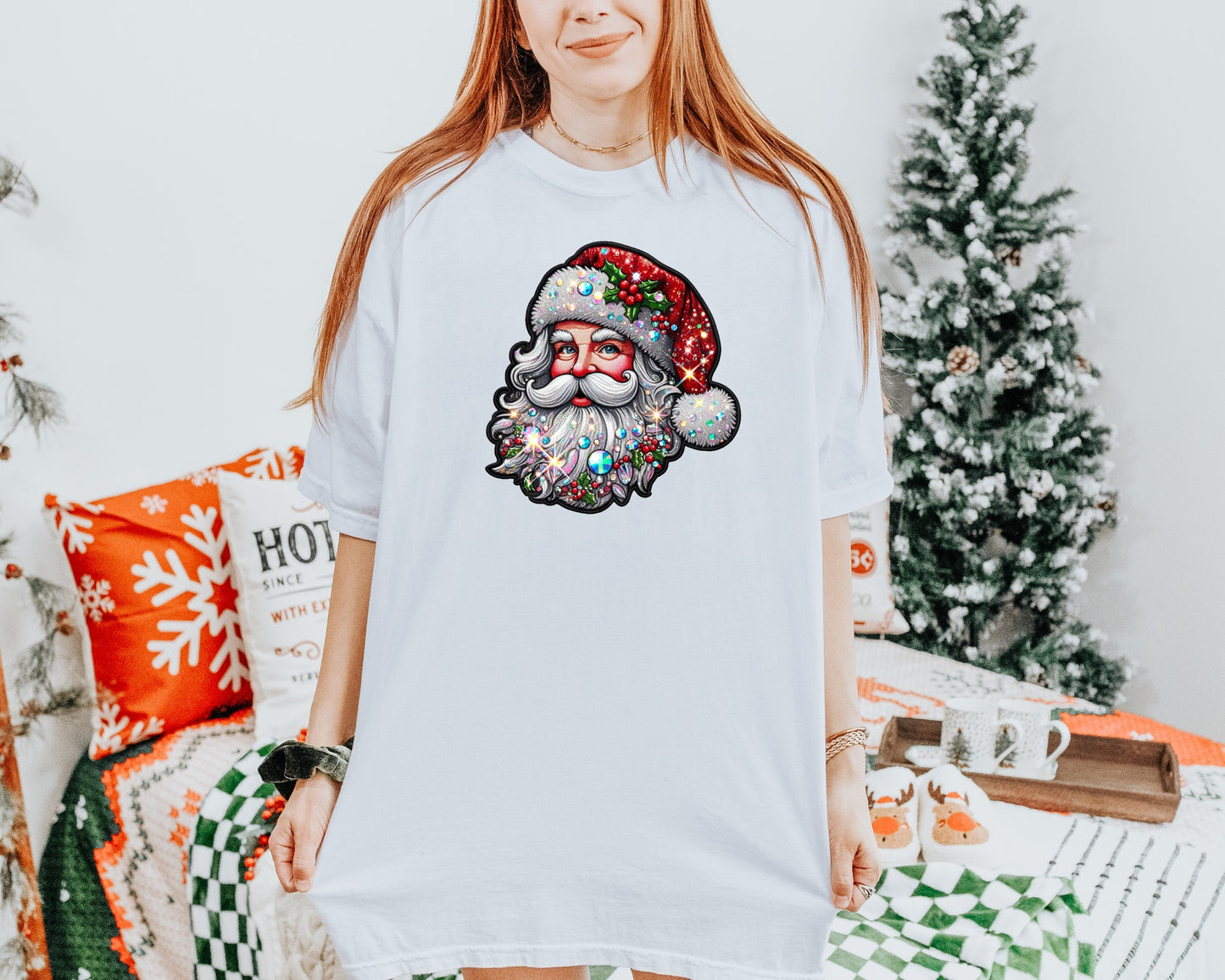 Faux bling Santa graphic tee