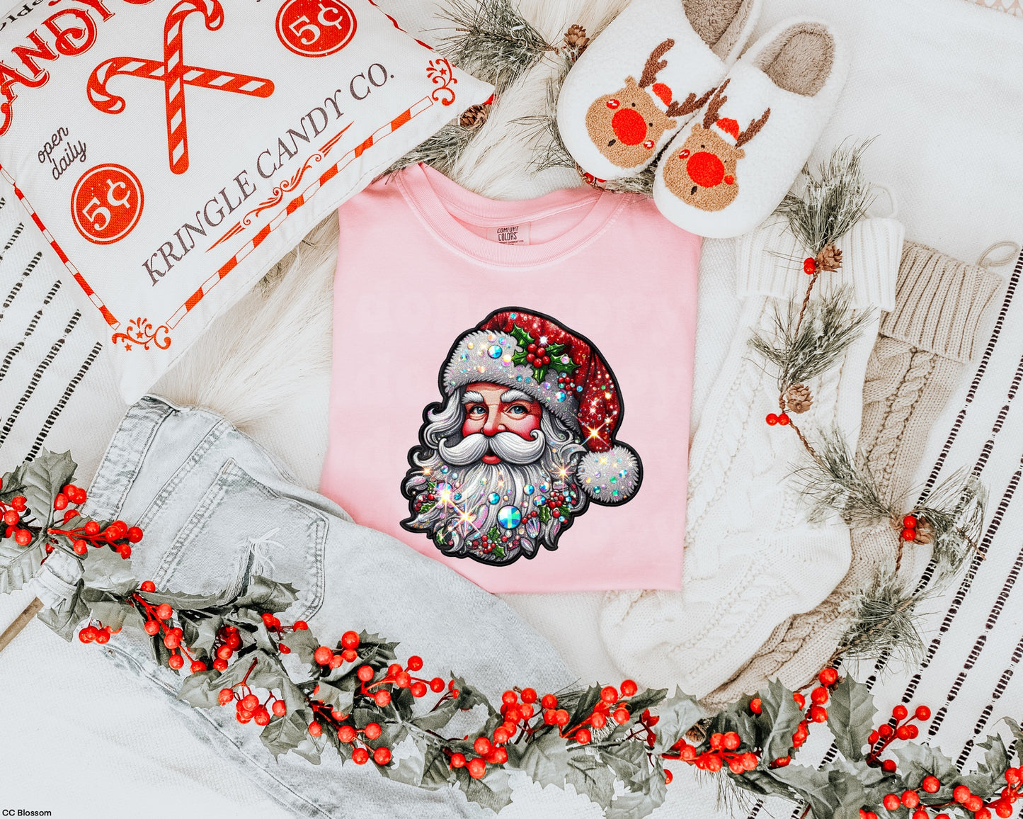 Faux bling Santa graphic tee