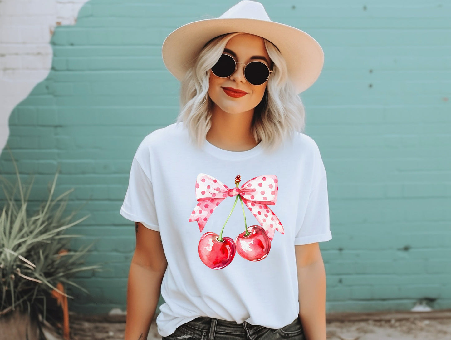 Cherries With Bow Graphic Tee