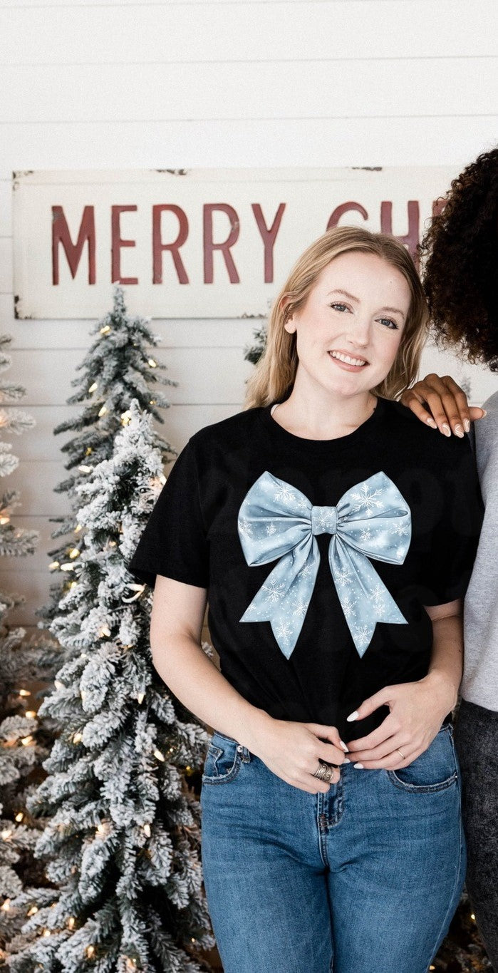 Blue bow graphic tee