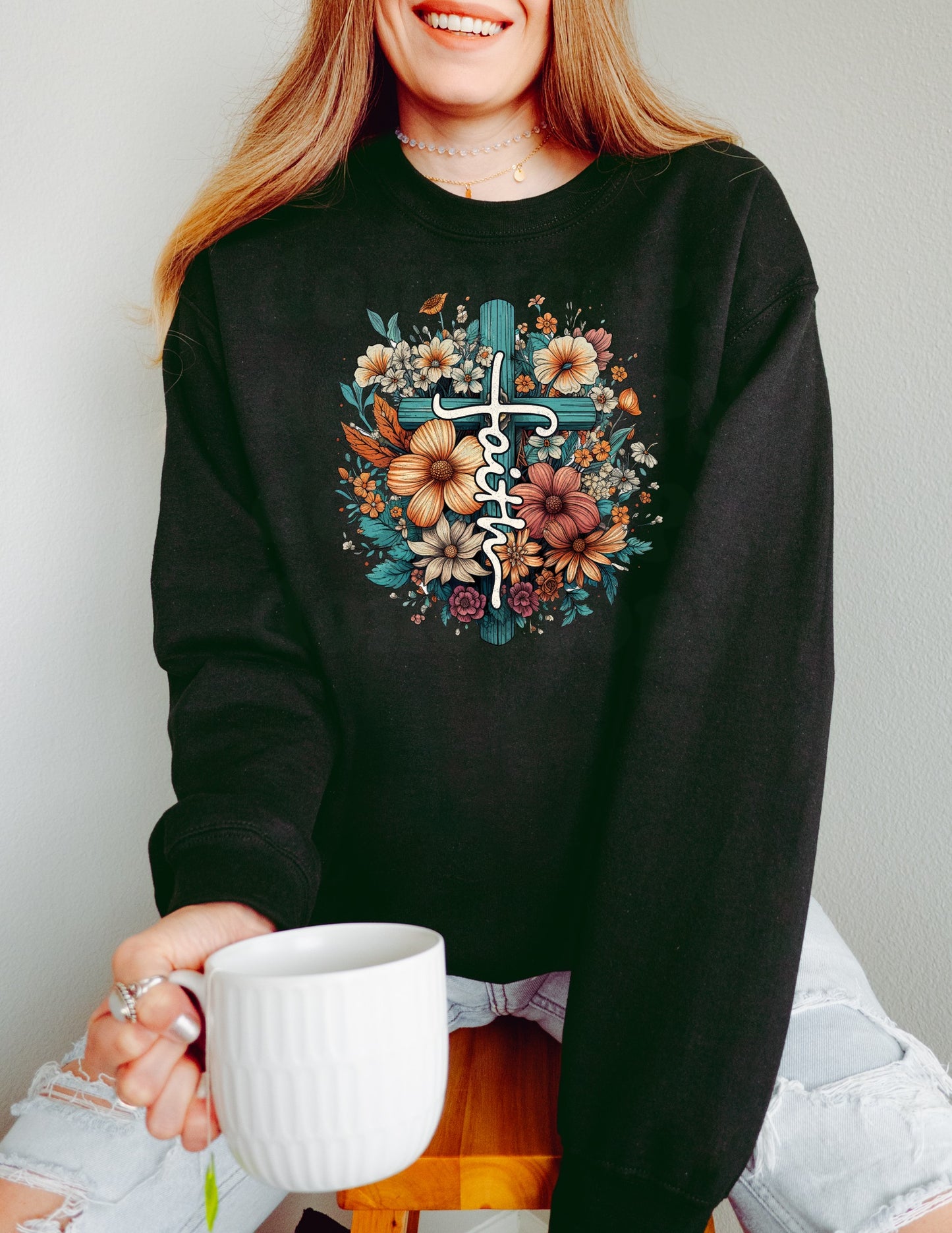 FLORAL CROSS GRAPHIC TEE