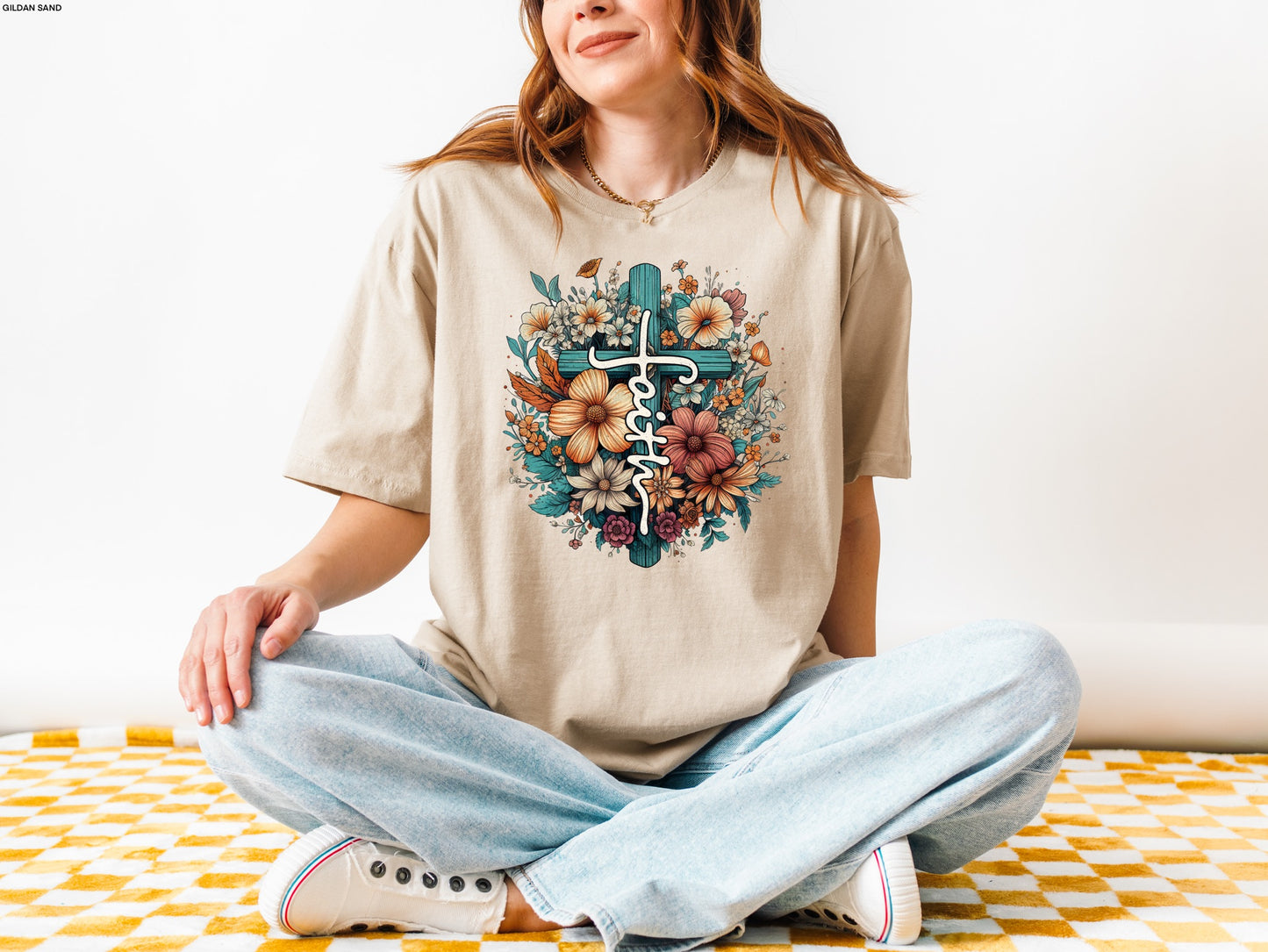 FLORAL CROSS GRAPHIC TEE