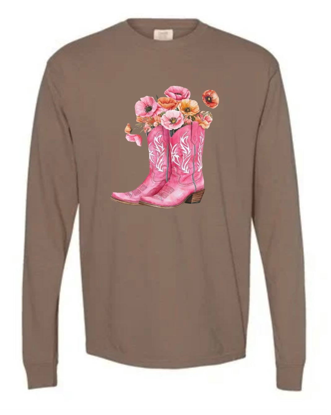Floral pink boots