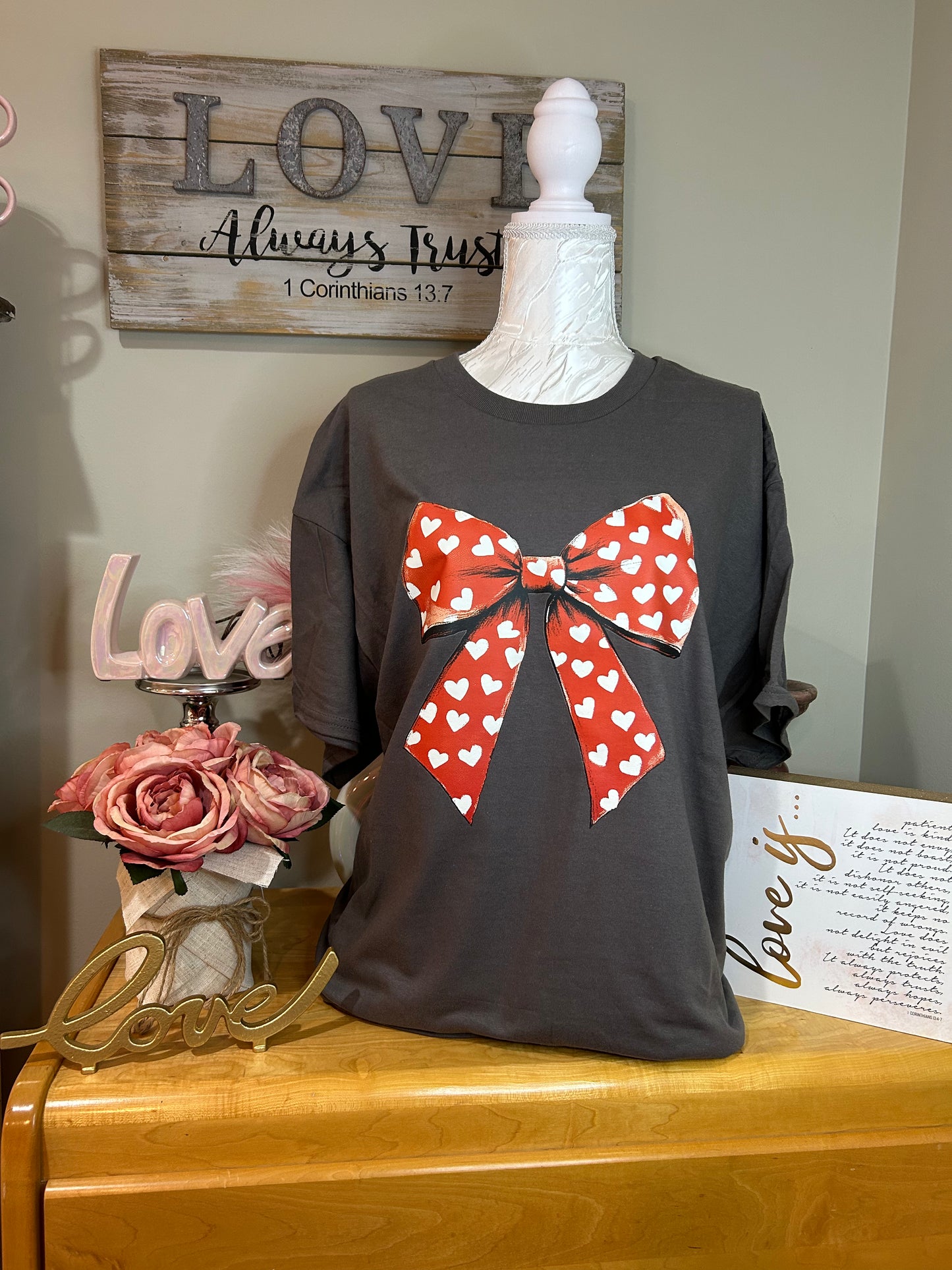 Red Heart Bow Graphic Tee