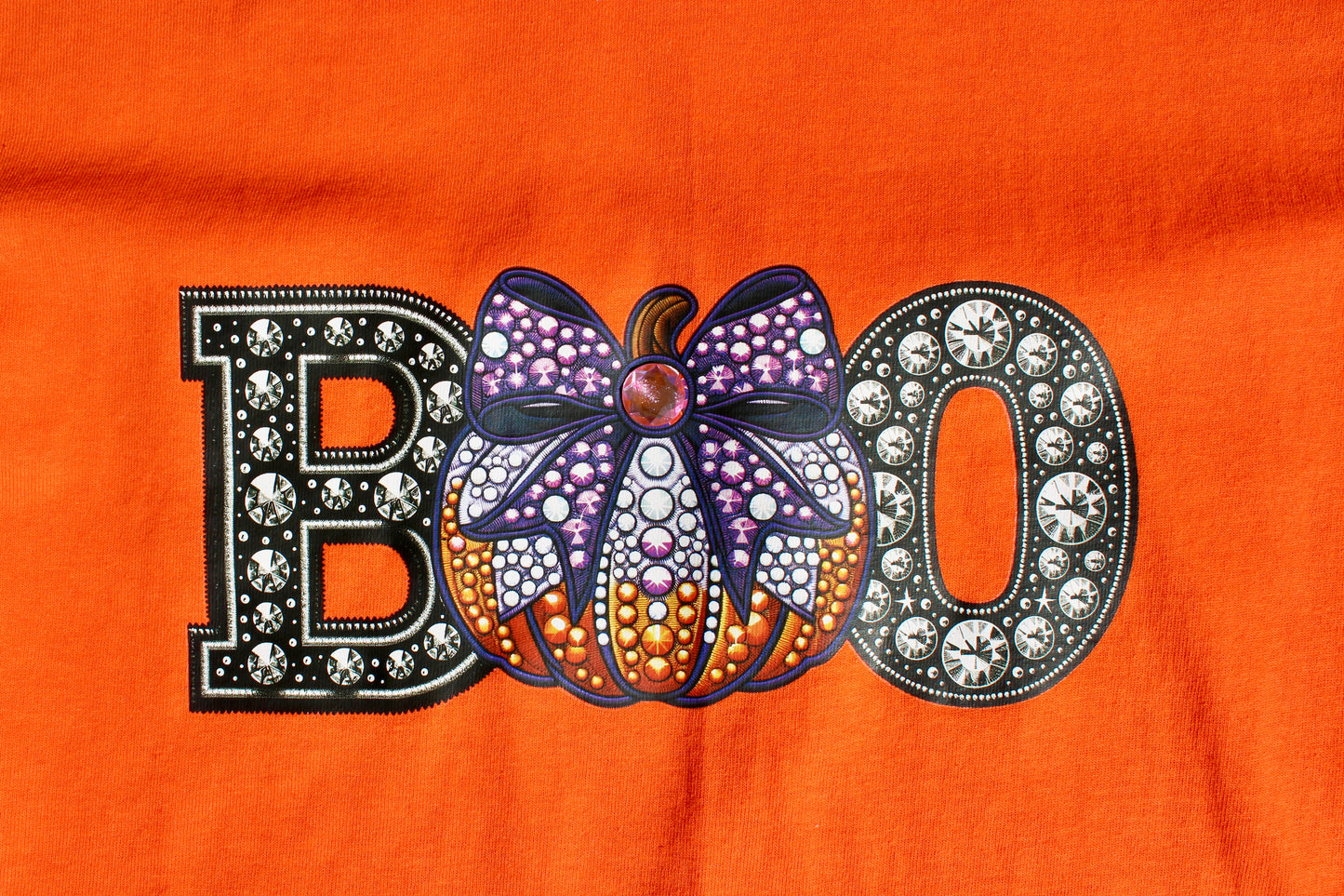 Faux Rhinestone Boo Pumpkin Graphic Tee