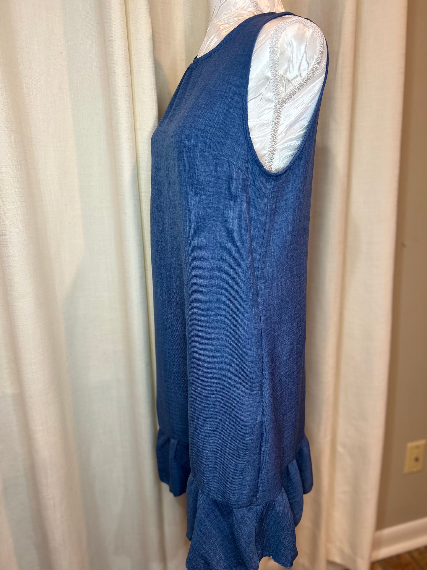 Knot Scoop Back Ruffle Hem Sleeveless Mini Dress