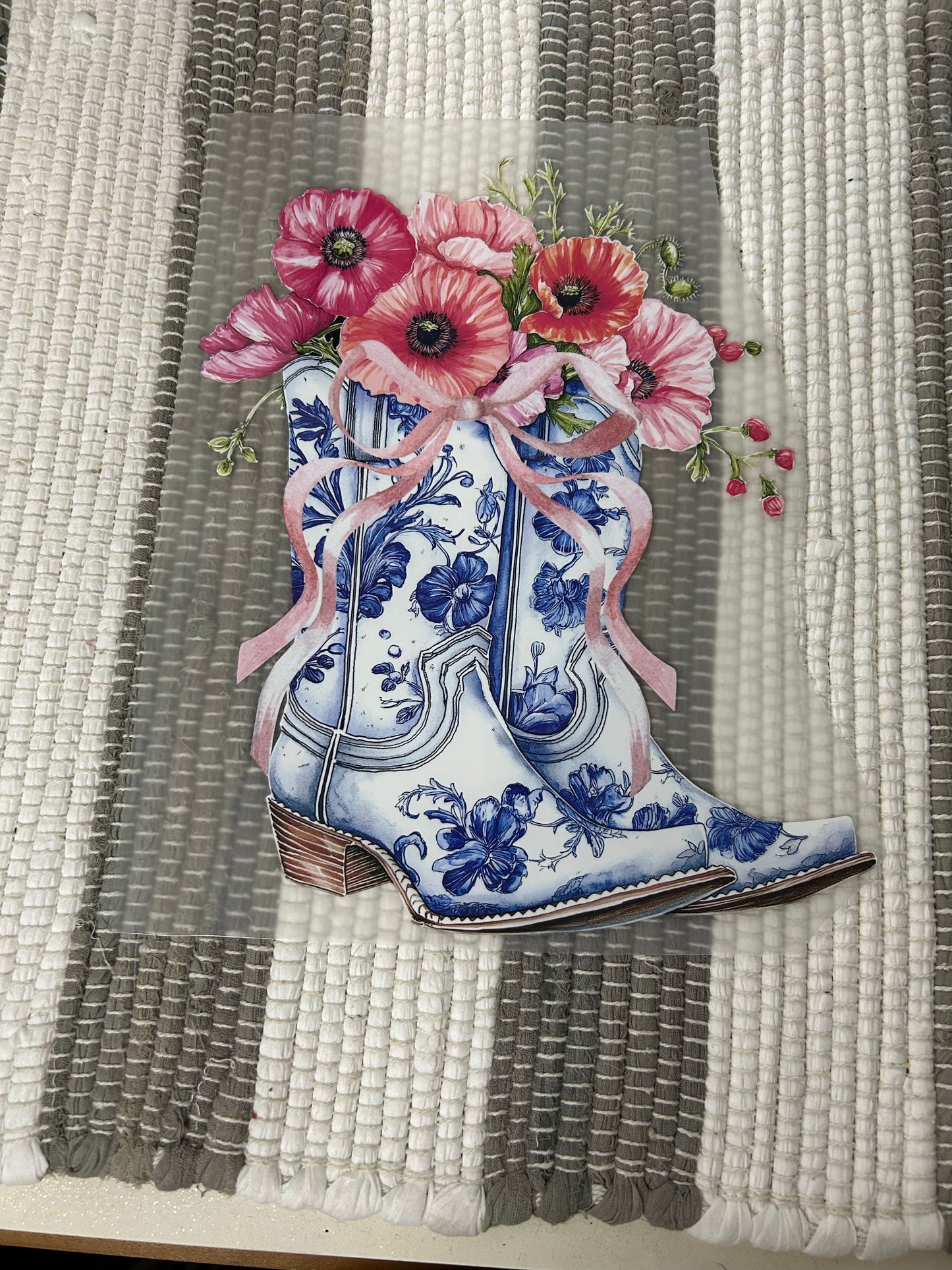 Blue floral boots