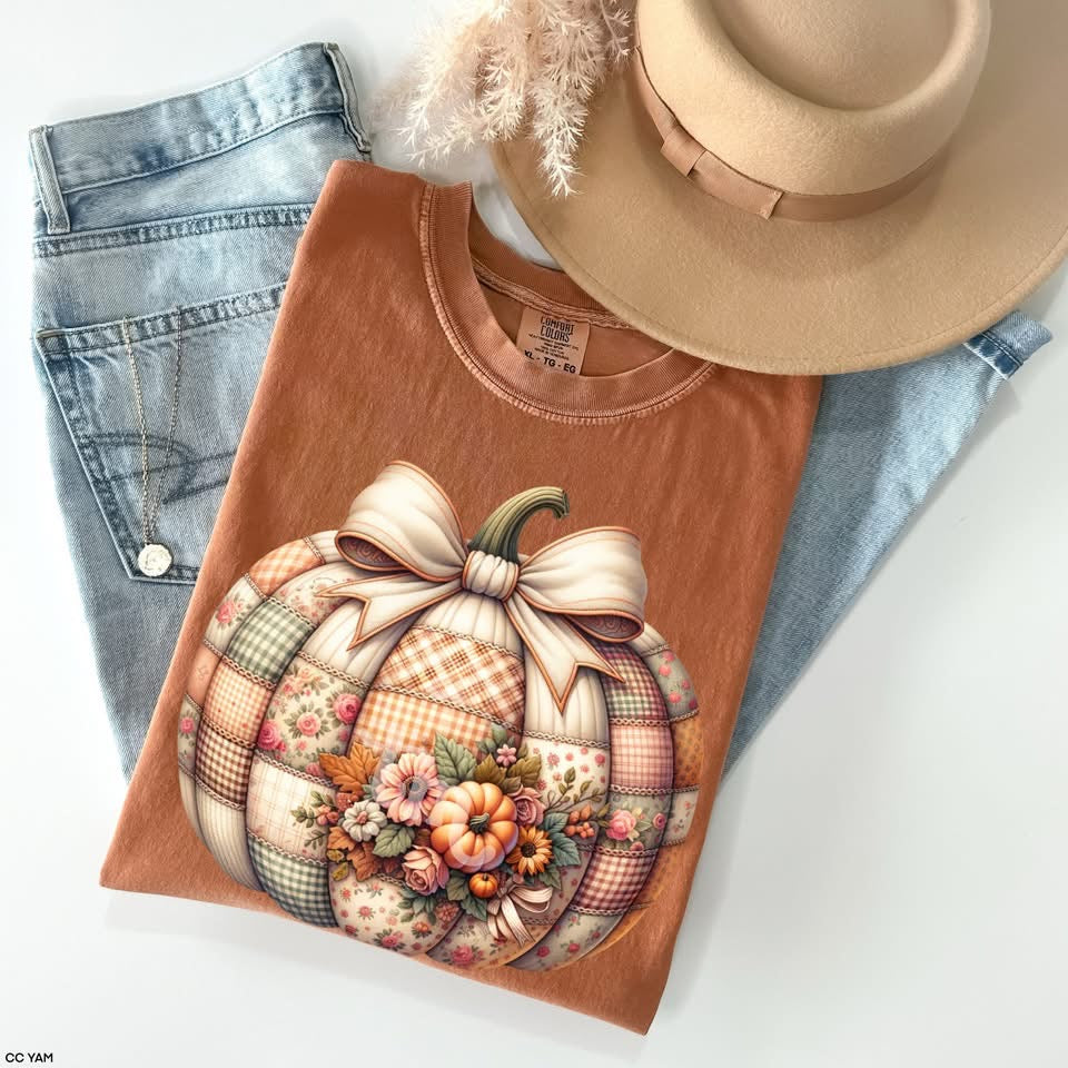 Quilted pumpkin graphic tee
