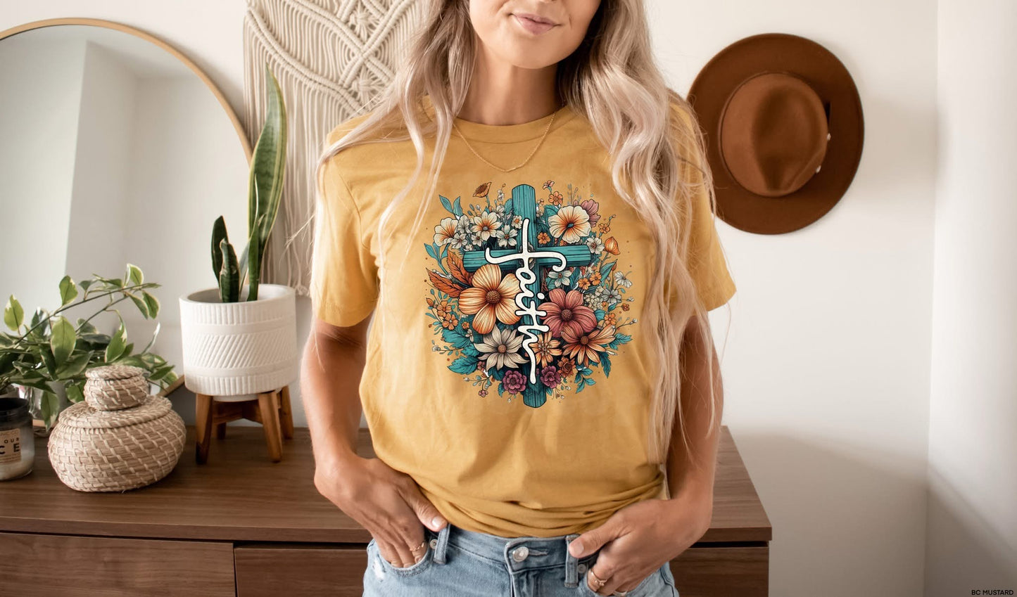 FLORAL CROSS GRAPHIC TEE
