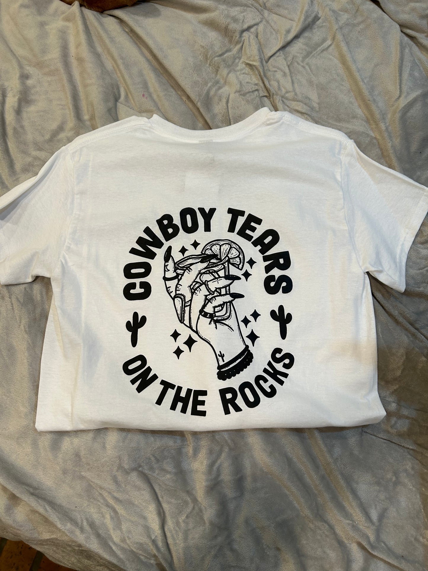 Cowboy tears on the rocks tshirt