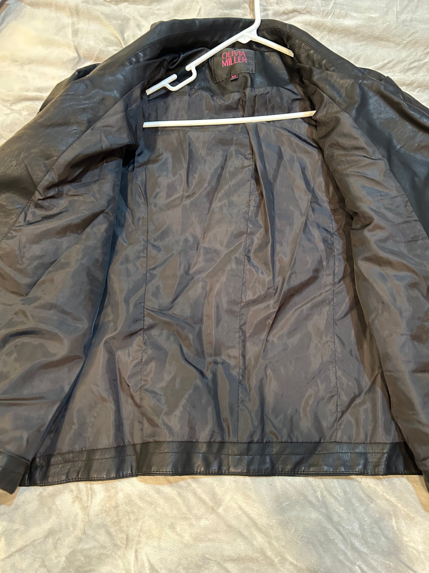 Womens Faux Leather Zip Up Moto Biker jacket