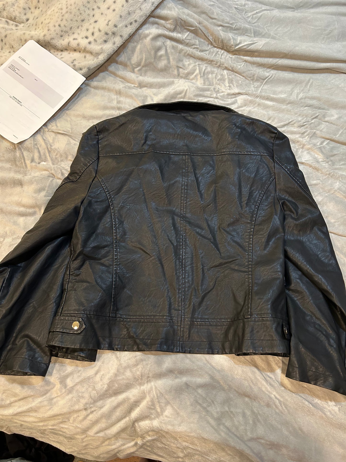 Womens Faux Leather Zip Up Moto Biker jacket