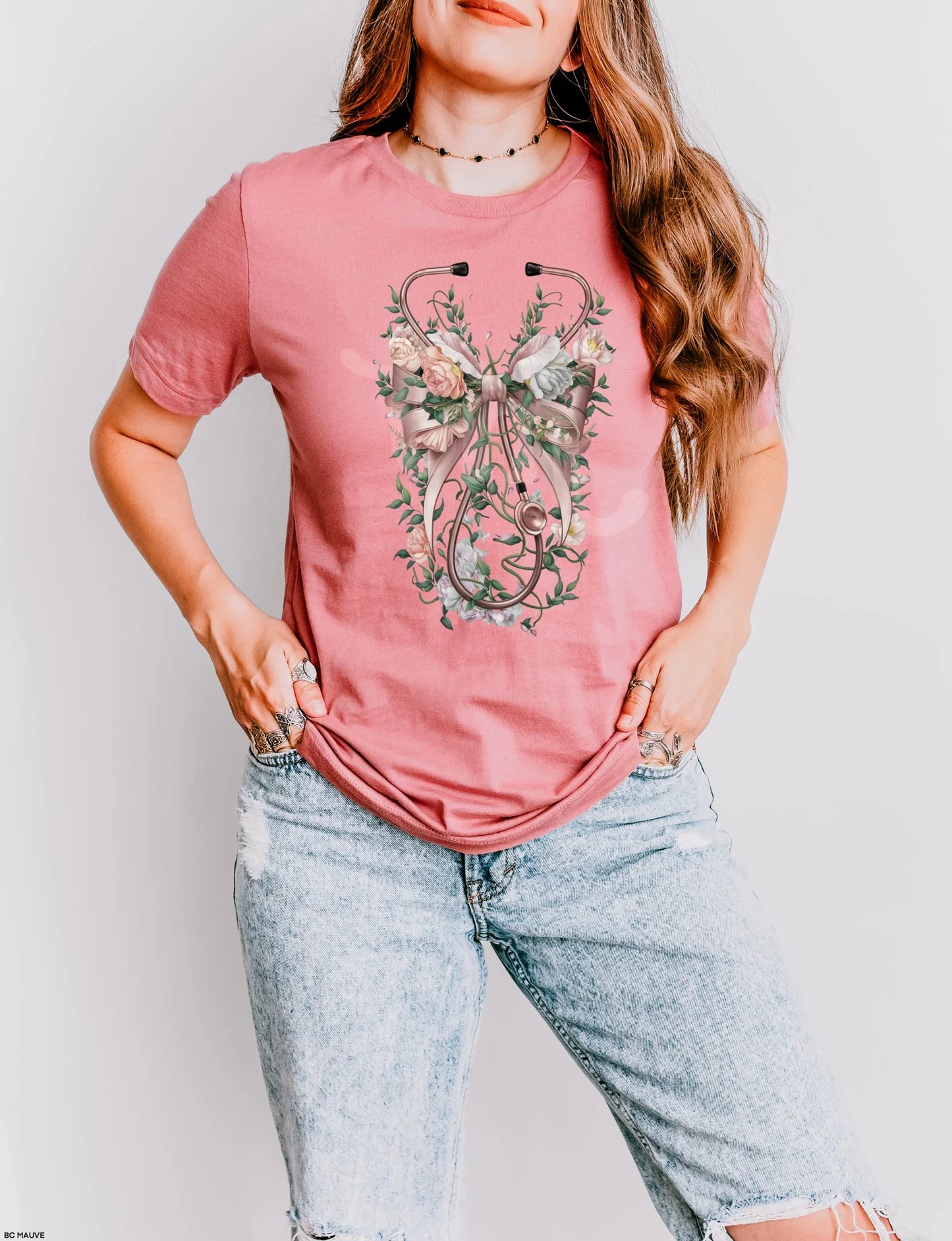FLORAL STETHOSCOPE GRAPHIC TEE