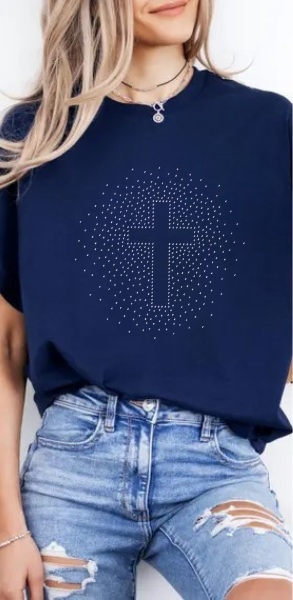 Rhinestone Scatter Cross graphic tee