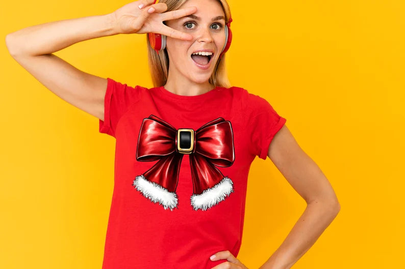Santa Belt Bow graphic tee