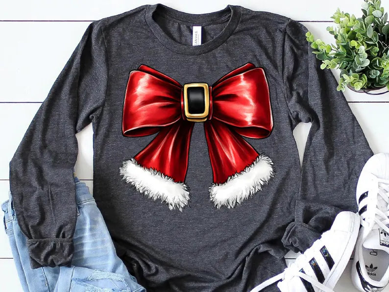 Santa Belt Bow graphic tee