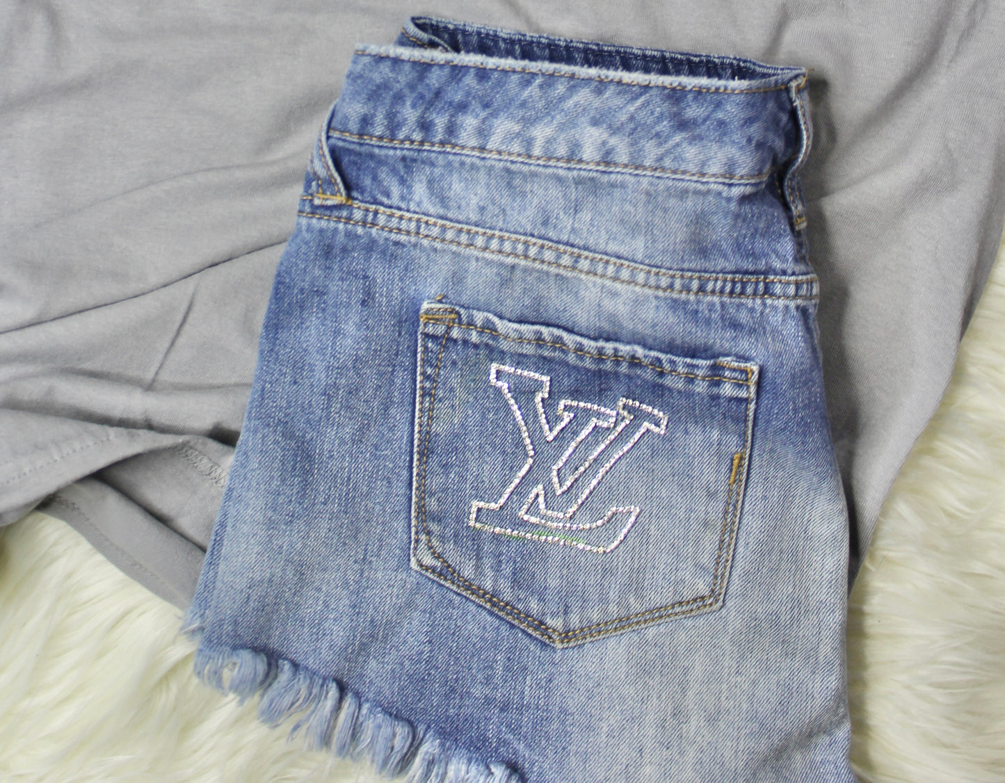 Rhinestone denim shorts