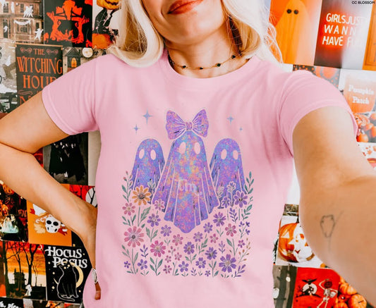 Colorful ghost graphic tee