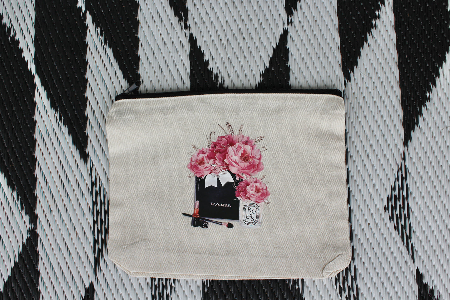 Paris roses zipper bag