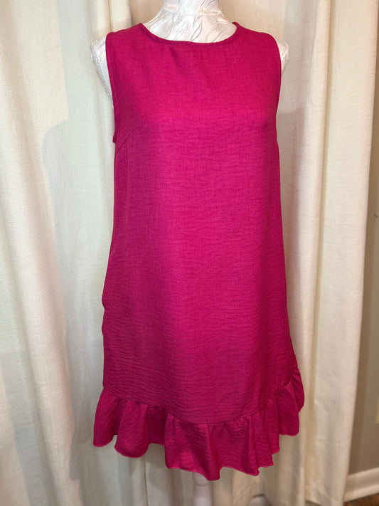 Knot Scoop Back Ruffle Hem Sleeveless Mini Dress