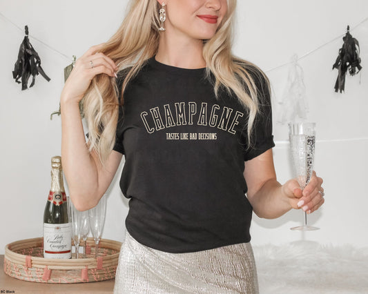 Champagne taste like bad decisions graphic tee