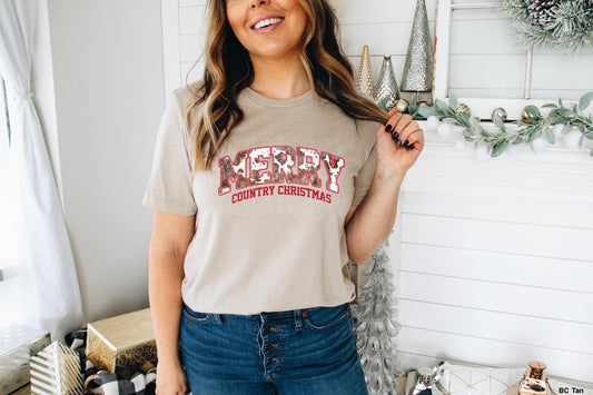 Merry Country Christmas graphic tee
