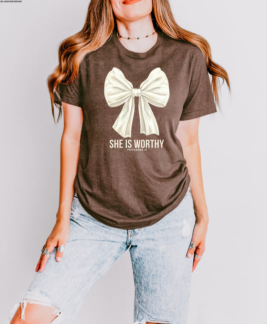 SHE IS WORTHY GRAPHIC TEE
