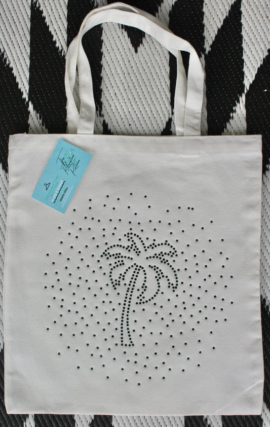 Rhinestone palm tree tote