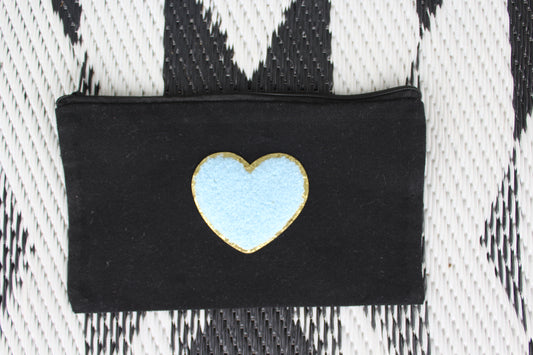 Blue heart zipper bag