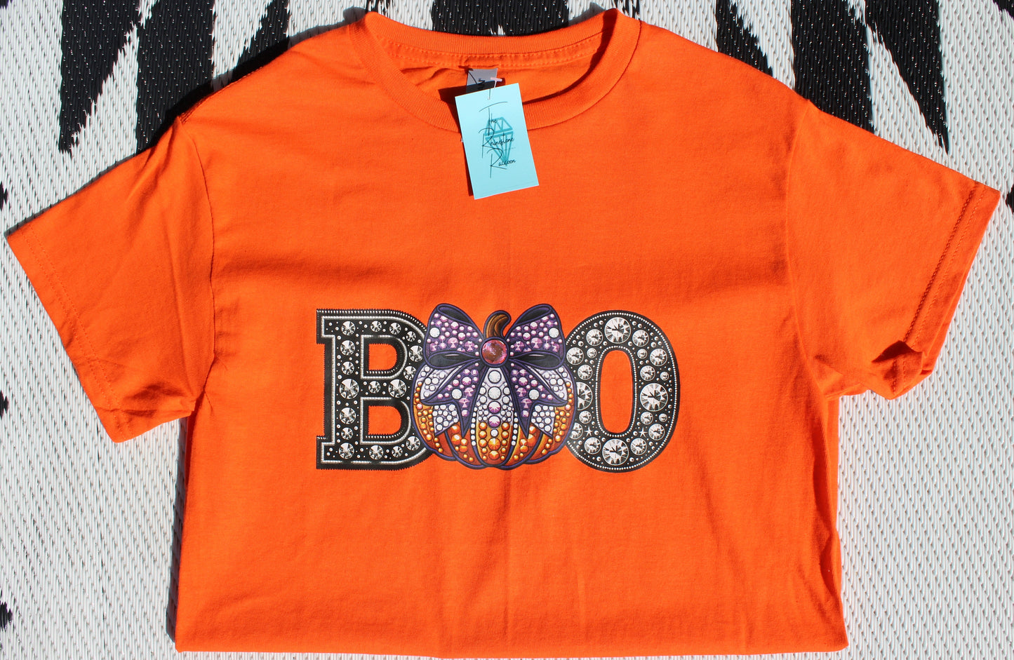 FAUX RHINESTONE BOO PUMPKIN Print