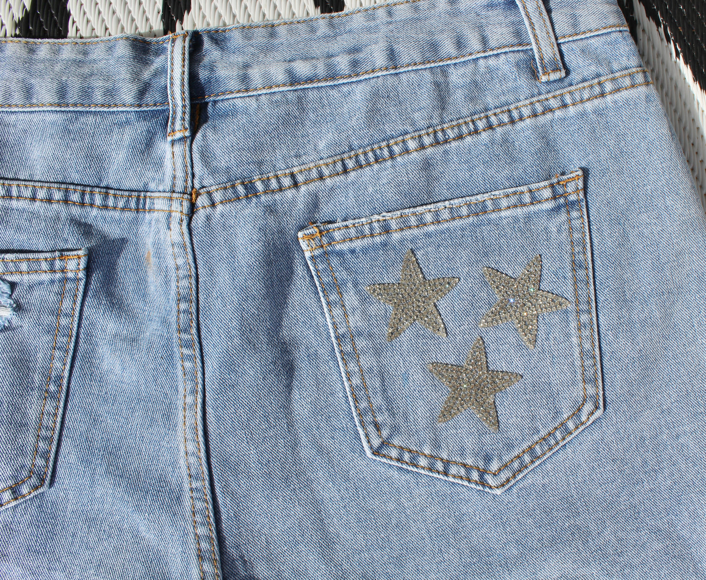 Star denim shorts