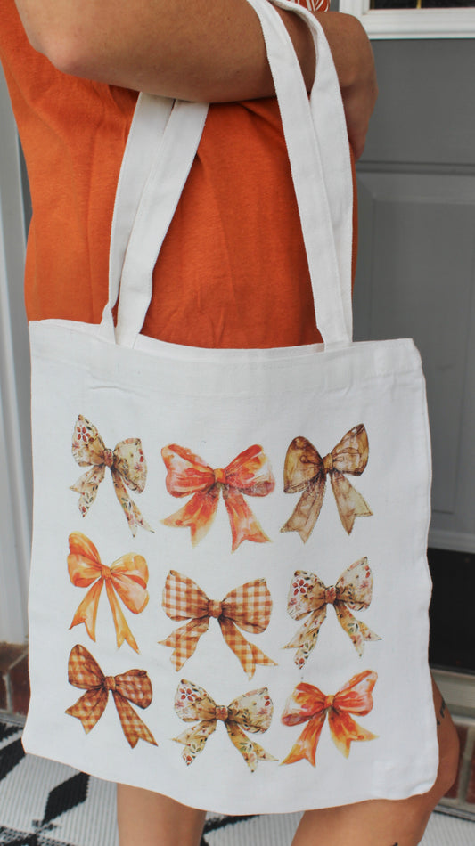 FALL BOWS TOTE BAG