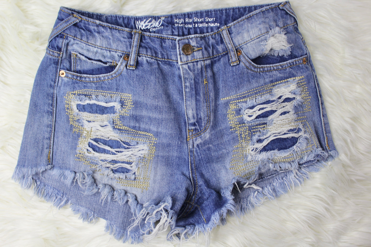 Rhinestone denim shorts