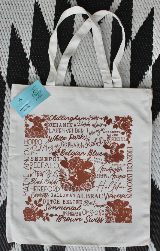 Cow types tote bag