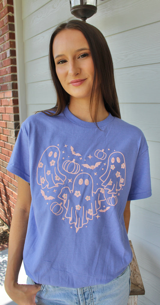 Heart Daisey Ghost Heart Pink T-Shirt