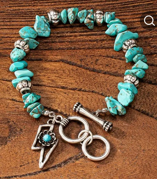 Turquoise lightening bolt bracelet