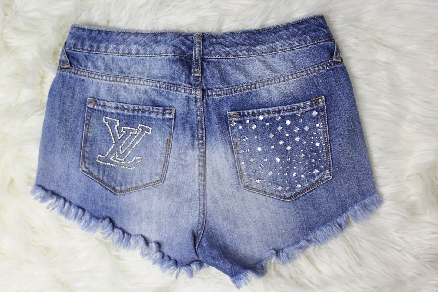 Rhinestone denim shorts