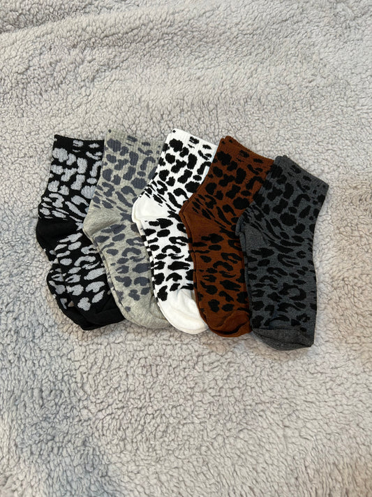 LEOPARD PRINT SOCKS 5 PACK